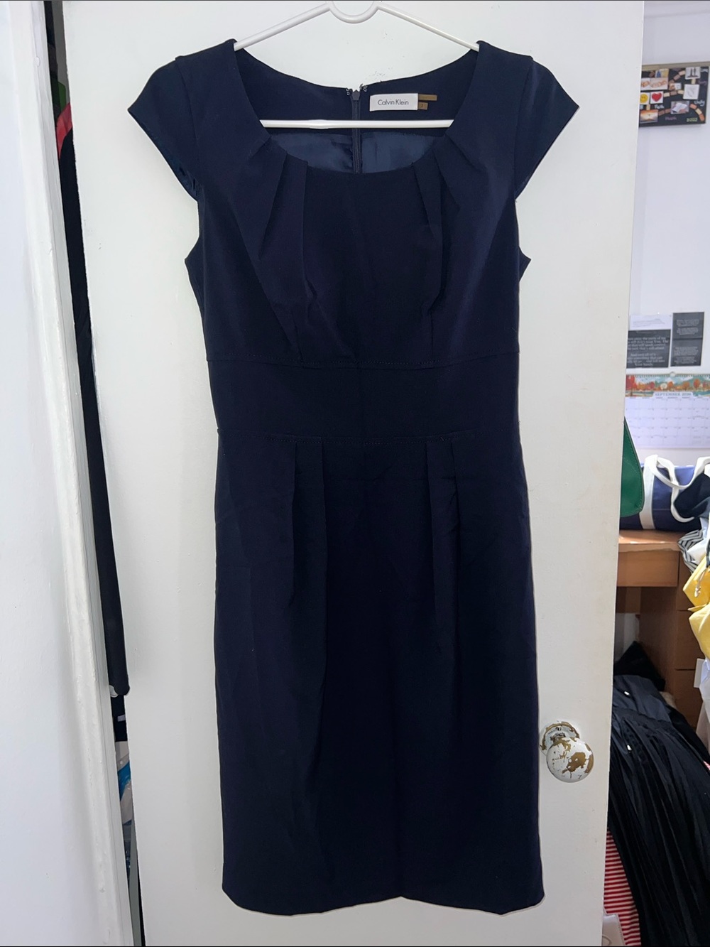 Calvin Klein Dark Navy Cap Sleeve Midi Dress